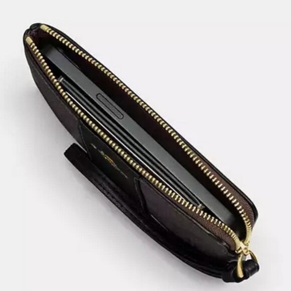 Coach Corner Zip Wristlet In Signature C in Denim w/Cherry Charm, NWT - Picture 4 of 6